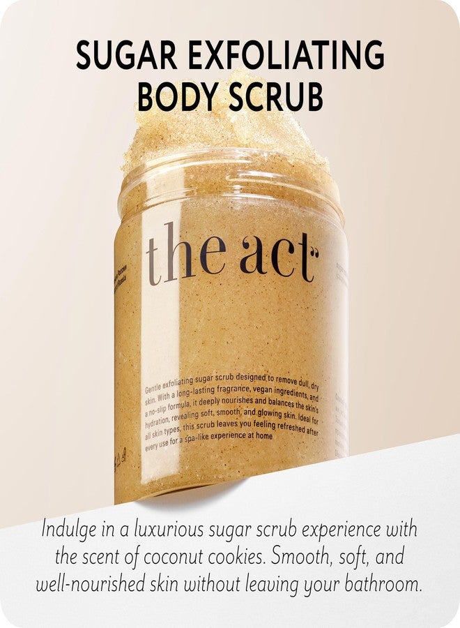 THE ACT Sugar Exfoliating Body Scrub – Natural Body Polish for Smooth Skin – Gentle Skin Care with Shea, Almond, Macadamia, Green Coffee, Vegan – Self Care Gift for Women - Image 2